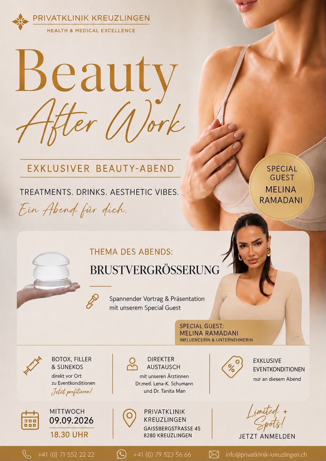 Beauty After Work – Brustvergrösserung am Mittwoch, 9. September 2026